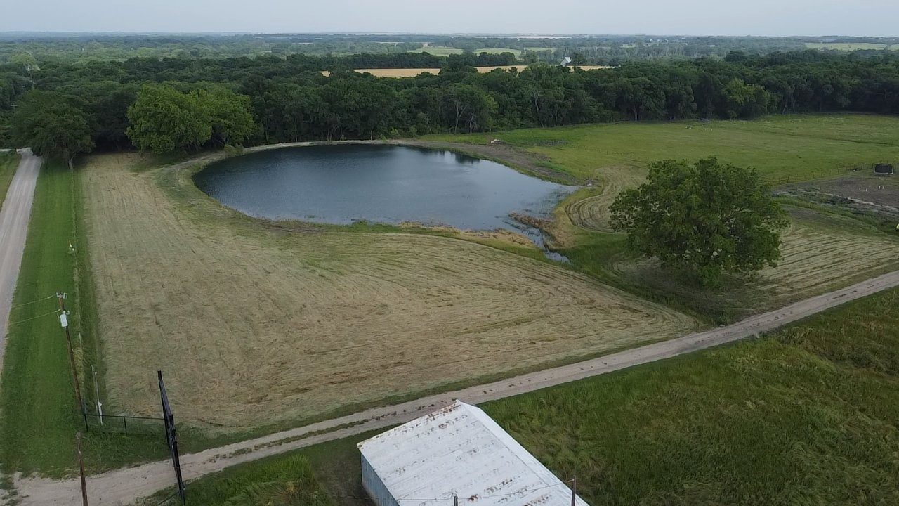 Aerial view of pond construction